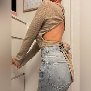 Fashion nova tie back knit sweater